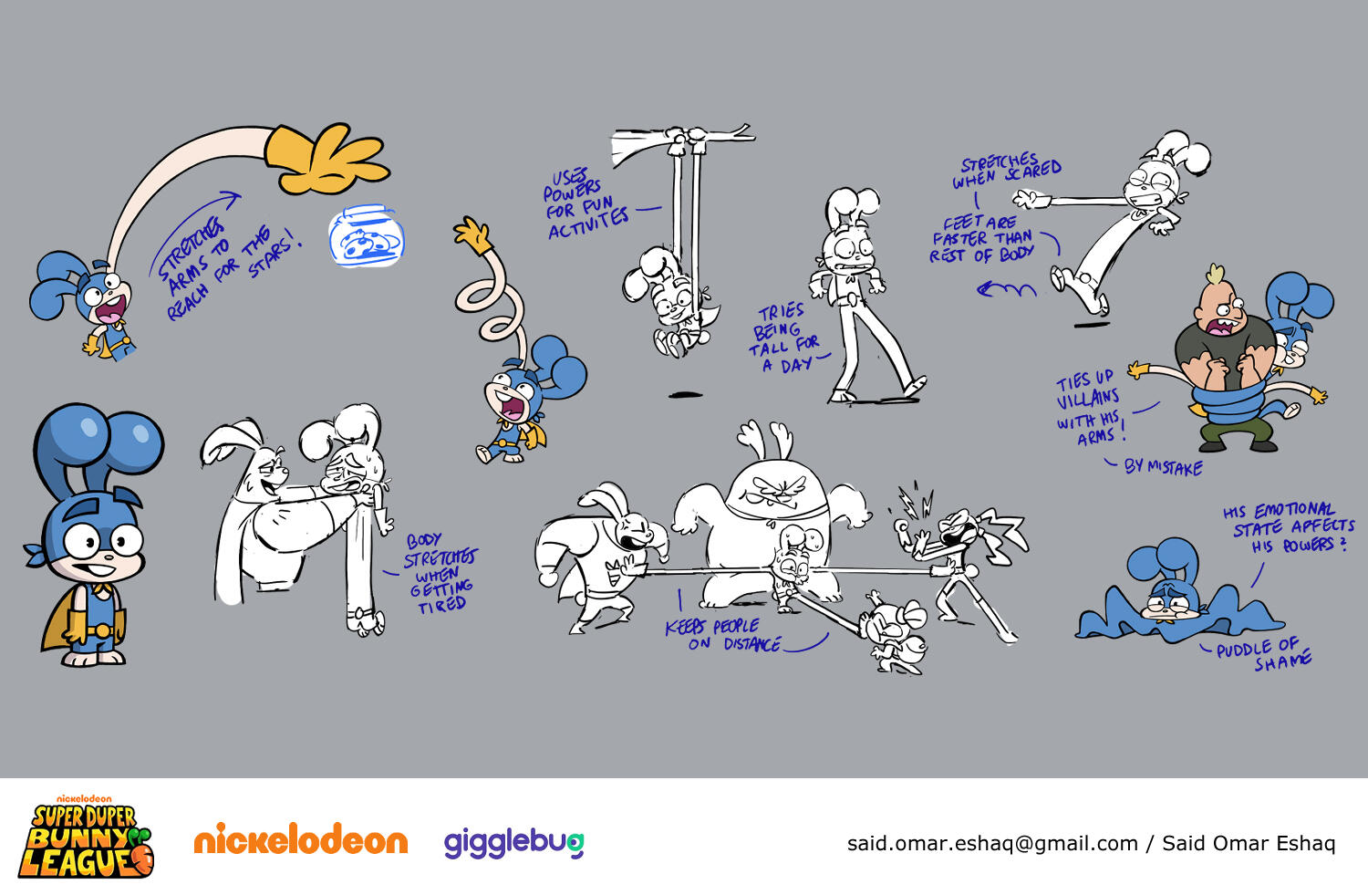 Stretch powers exploration for Stumpy, the main character of Nickelodeon's animated show Super Duper Bunny League