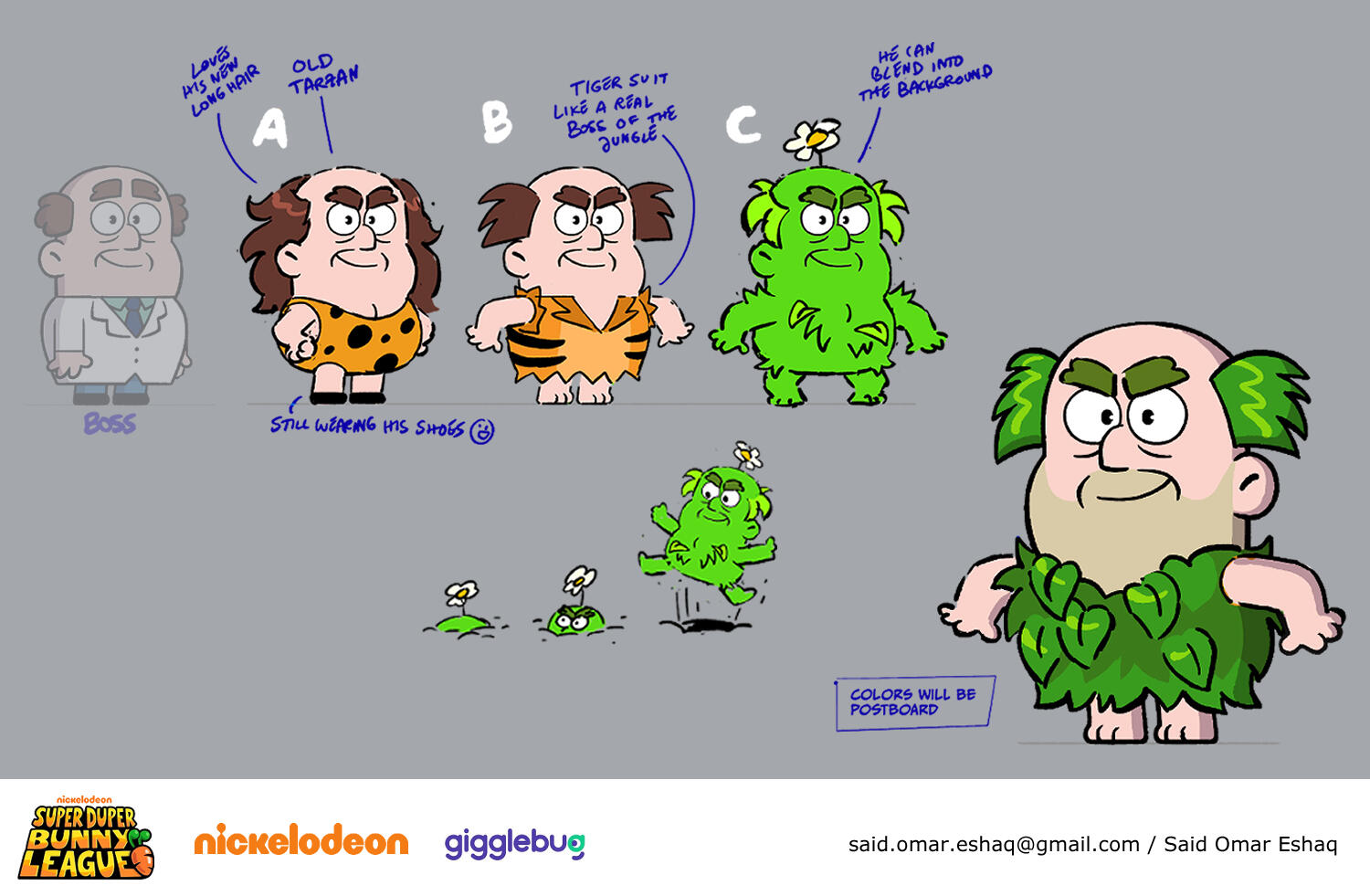 Character design exploration of the Science Boss for Nickelodeon's animated show Super Duper Bunny League